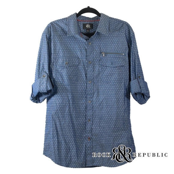 Rock & Republic Mens Button Casual Button Up Shirt Size L - Picture 1 of 6